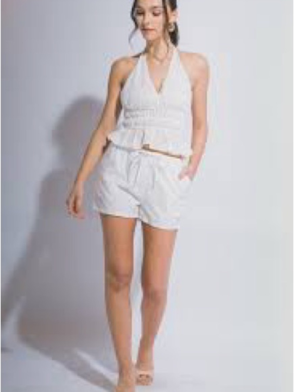 NWT Love Tree White Eyelet Halter Top & Shorts Set- Size M